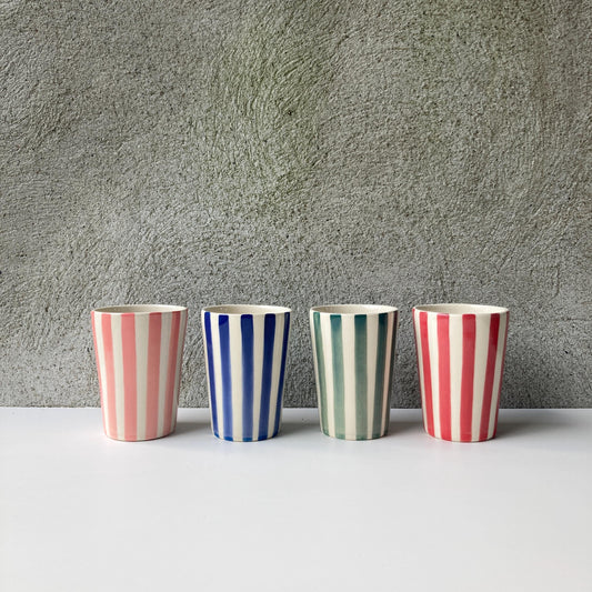 Pin stripes hand painted Ceramic cups /thin stripes/